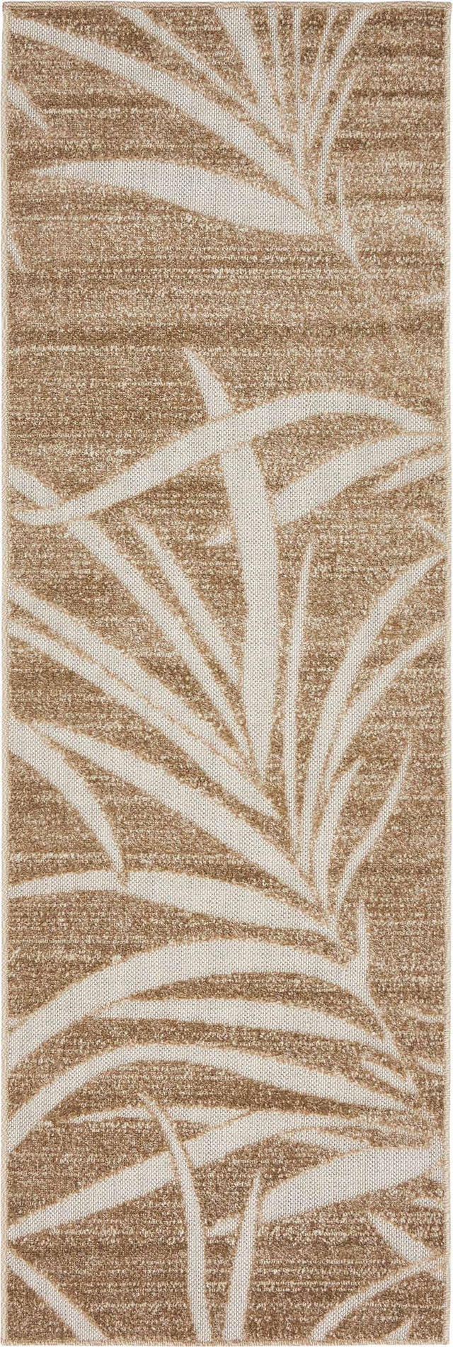 Beige 2' x 6' Outdoor Botanical Runner Area Rug Weather Resistant for Patio, Deck, Terrace, Balcony, Porch Polypropylene Garden Floral Tropical Carpet for Sale at Rug Engine
