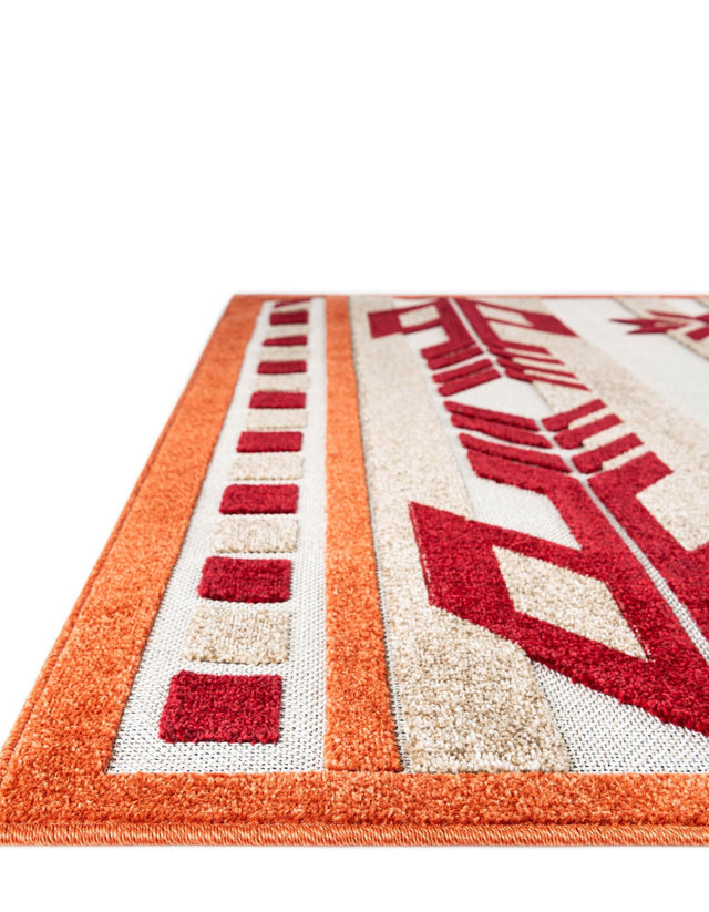 Burgundy 2' x 6' Outdoor Modern Runner Area Rug Weather Resistant for Patio, Deck, Terrace, Balcony, Porch 100% Polypropylene Modern Outside Carpet for Sale at Rug Engine