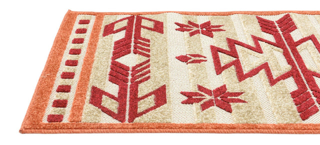Burgundy 2' x 6' Outdoor Modern Runner Area Rug Weather Resistant for Patio, Deck, Terrace, Balcony, Porch 100% Polypropylene Modern Outside Carpet for Sale at Rug Engine