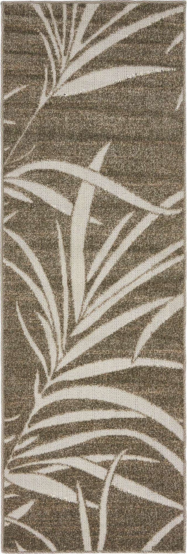 Brown 2' x 6' 1 Outdoor Botanical Runner Area Rug Weather Resistant for Patio, Deck, Terrace, Balcony, Porch Polypropylene Garden Floral Tropical Carpet for Sale at Rug Engine