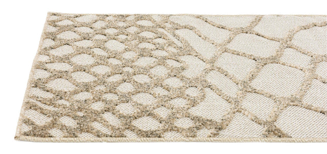 Cream 2' x 6' 1 Outdoor Modern Runner Area Rug Weather Resistant for Patio, Deck, Terrace, Balcony, Porch 100% Polypropylene Modern Outside Carpet for Sale at Rug Engine