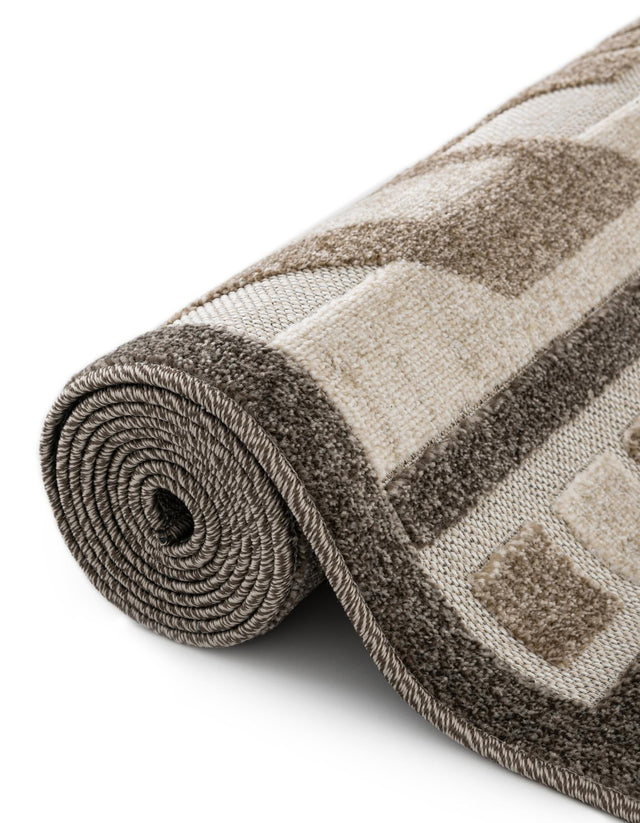 Beige 2' 7 x 10' Outdoor Modern Runner Area Rug Weather Resistant for Patio, Deck, Terrace, Balcony, Porch 100% Polypropylene Modern Outside Carpet for Sale at Rug Engine