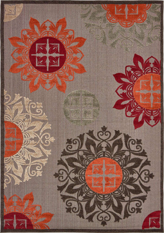 Brown 7' 1 x 10' Outdoor Modern Rectangle Area Rug Weather Resistant for Patio, Deck, Terrace, Balcony, Porch 100% Polypropylene Modern Outside Carpet for Sale at Rug Engine