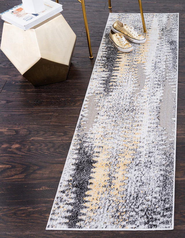 Ivory 2' x 6' 1 Outdoor Modern Runner Area Rug Weather Resistant for Patio, Deck, Terrace, Balcony, Porch 100% Polypropylene Modern Outside Carpet for Sale at Rug Engine
