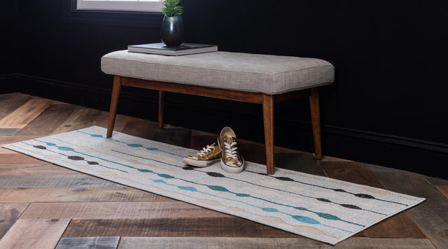 Gray 2' x 6' 1 Outdoor Modern Runner Area Rug Weather Resistant for Patio, Deck, Terrace, Balcony, Porch 100% Polypropylene Modern Outside Carpet for Sale at Rug Engine