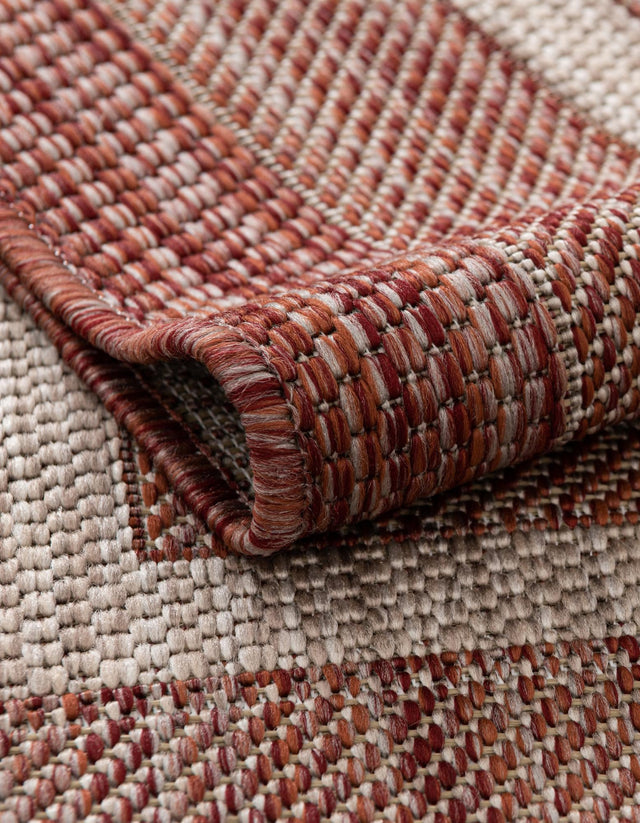 Rust Red 2' x 8' Outdoor Border Runner Area Rug Weather Resistant for Patio, Deck, Terrace, Balcony, Porch 100% Polypropylene Classic Bordered Carpet for Sale at Rug Engine