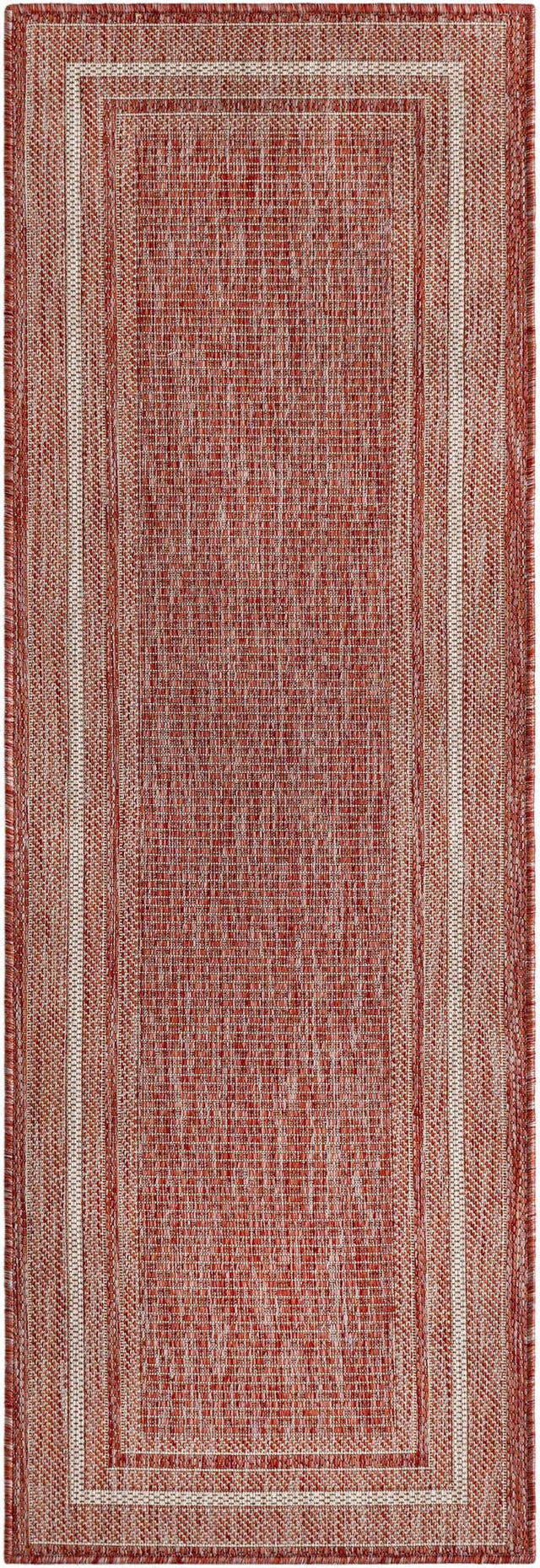 Rust Red 2' x 6' 1 Outdoor Border Runner Area Rug Weather Resistant for Patio, Deck, Terrace, Balcony, Porch 100% Polypropylene Classic Bordered Carpet for Sale at Rug Engine