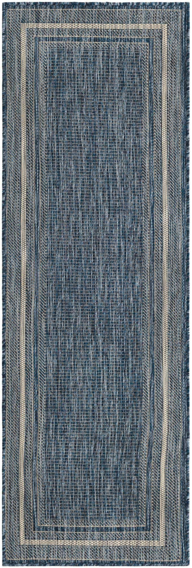 Blue 2' x 6' 1 Outdoor Border Runner Area Rug Weather Resistant for Patio, Deck, Terrace, Balcony, Porch 100% Polypropylene Classic Bordered Carpet for Sale at Rug Engine