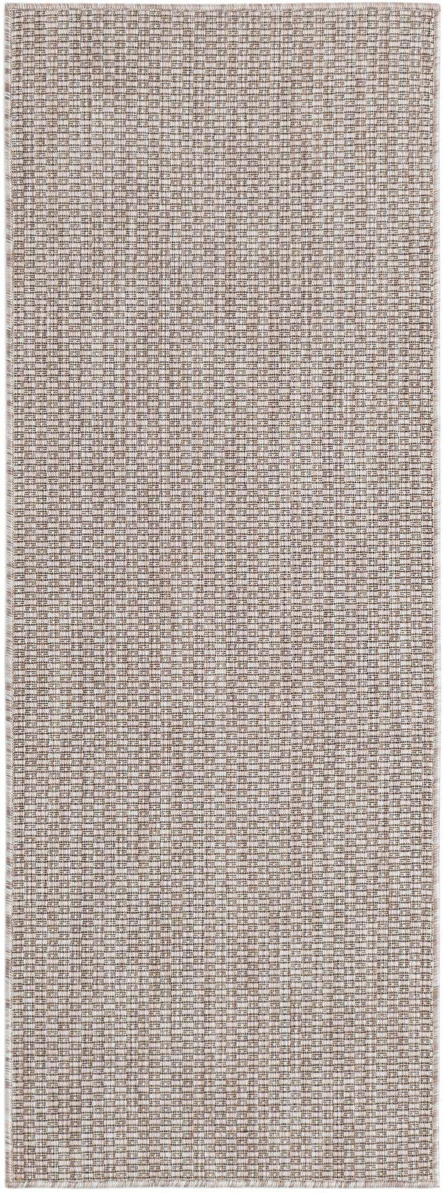 Beige 2' x 6' 1 Outdoor Solid Runner Area Rug Weather Resistant for Patio, Deck, Terrace, Balcony, Porch 100% Polypropylene Minimalist Waterproof Carpet for Sale at Rug Engine