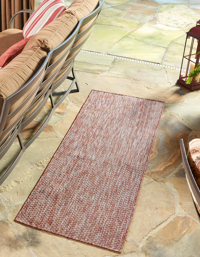 Rust Red 2' x 6' 1 Outdoor Solid Runner Area Rug Weather Resistant for Patio, Deck, Terrace, Balcony, Porch 100% Polypropylene Minimalist Waterproof Carpet for Sale at Rug Engine