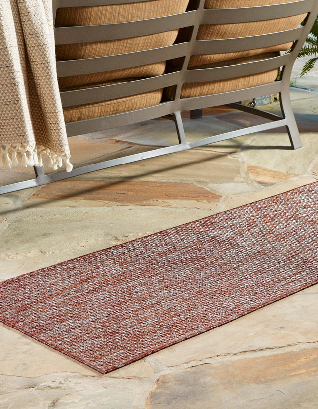Rust Red 2' x 6' 1 Outdoor Solid Runner Area Rug Weather Resistant for Patio, Deck, Terrace, Balcony, Porch 100% Polypropylene Minimalist Waterproof Carpet for Sale at Rug Engine