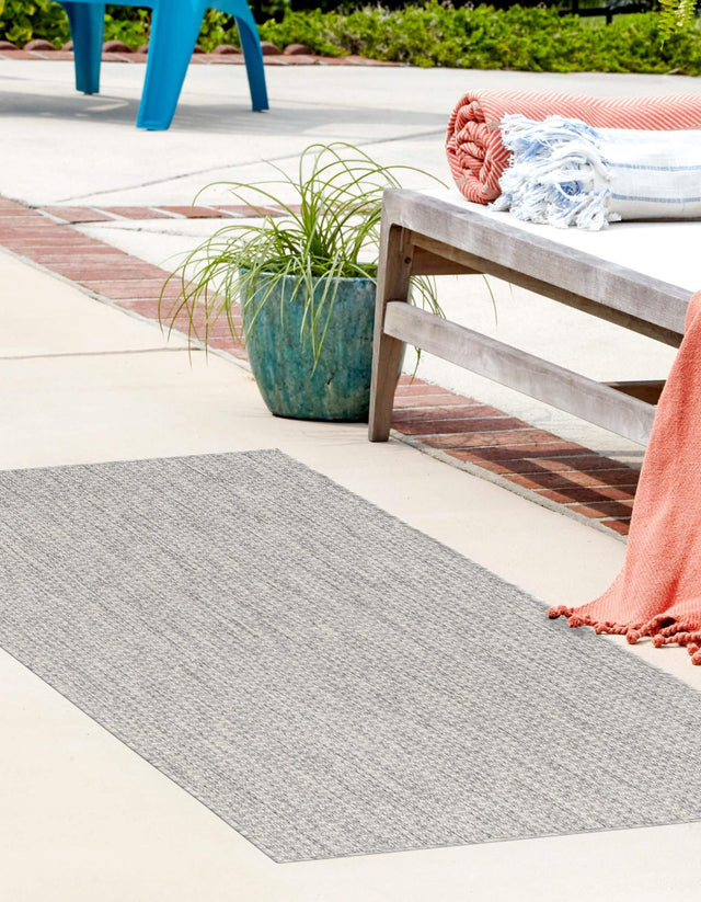Light Gray 2' x 8' Outdoor Solid Runner Area Rug Weather Resistant for Patio, Deck, Terrace, Balcony, Porch 100% Polypropylene Minimalist Waterproof Carpet for Sale at Rug Engine