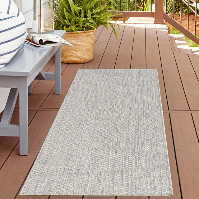 Light Gray 2' 7 x 12' Outdoor Solid Runner Area Rug Weather Resistant for Patio, Deck, Terrace, Balcony, Porch 100% Polypropylene Minimalist Waterproof Carpet for Sale at Rug Engine