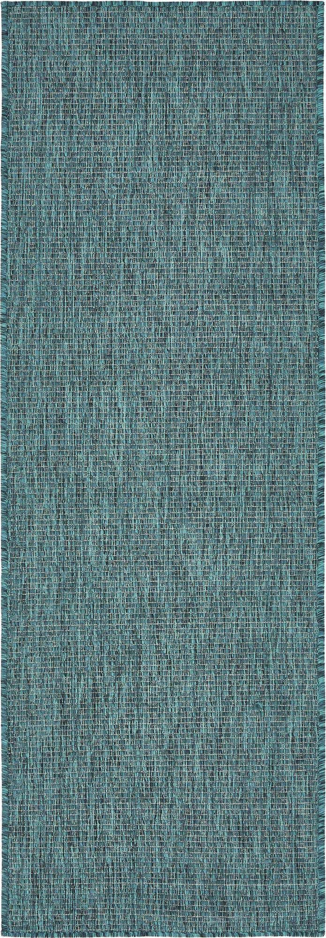 Teal 2' x 6' 1 Outdoor Solid Runner Area Rug Weather Resistant for Patio, Deck, Terrace, Balcony, Porch 100% Polypropylene Minimalist Waterproof Carpet for Sale at Rug Engine