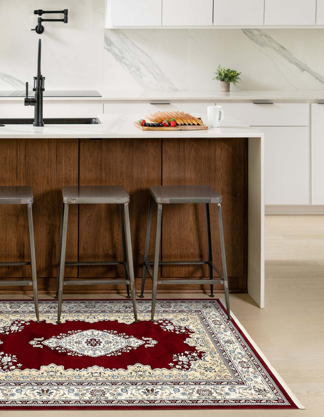 Burgundy 10' x 13' Narenj Rectangle Area Rug 85% Polypropylene & 15% Polyester Traditional Classic Carpet for Living, Dining, Bedrooms, Office for Sale at Rug Engine