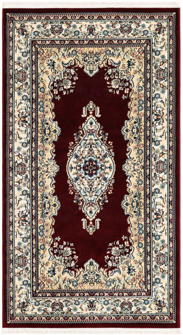 Burgundy 3' 1 x 5' 3 Narenj Rectangle Area Rug 85% Polypropylene & 15% Polyester Traditional Classic Carpet for Living, Dining, Bedrooms, Office for Sale at Rug Engine