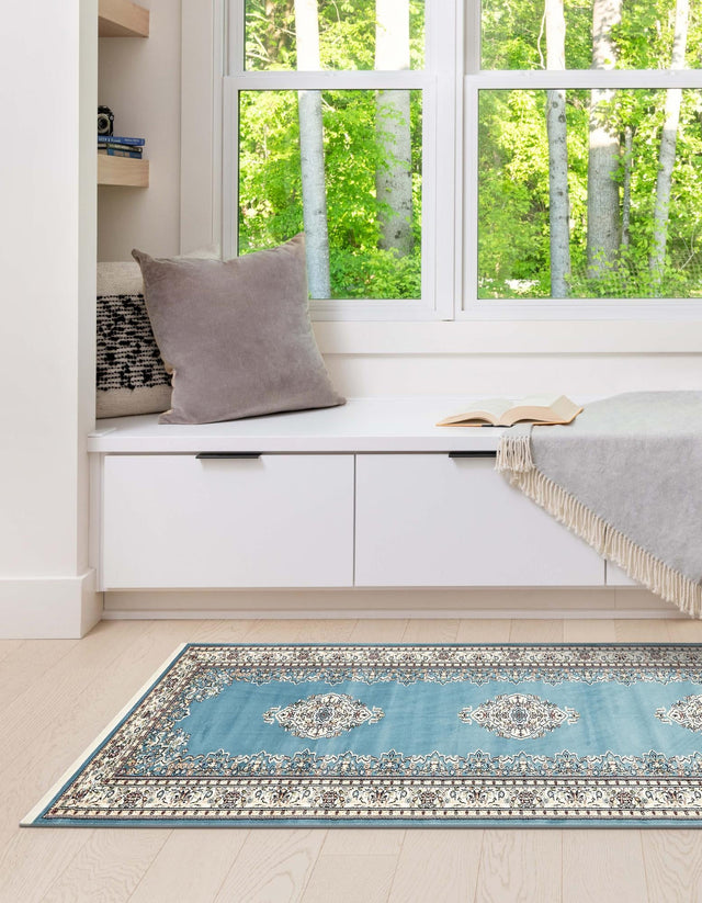 Blue 2' 11 x 13' 1 Narenj Runner Area Rug 85% Polypropylene & 15% Polyester Traditional Classic Carpet for Living, Dining, Bedrooms, Office for Sale at Rug Engine