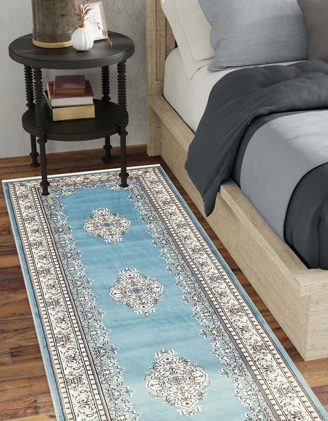 Blue 2' 11 x 13' 1 Narenj Runner Area Rug 85% Polypropylene & 15% Polyester Traditional Classic Carpet for Living, Dining, Bedrooms, Office for Sale at Rug Engine