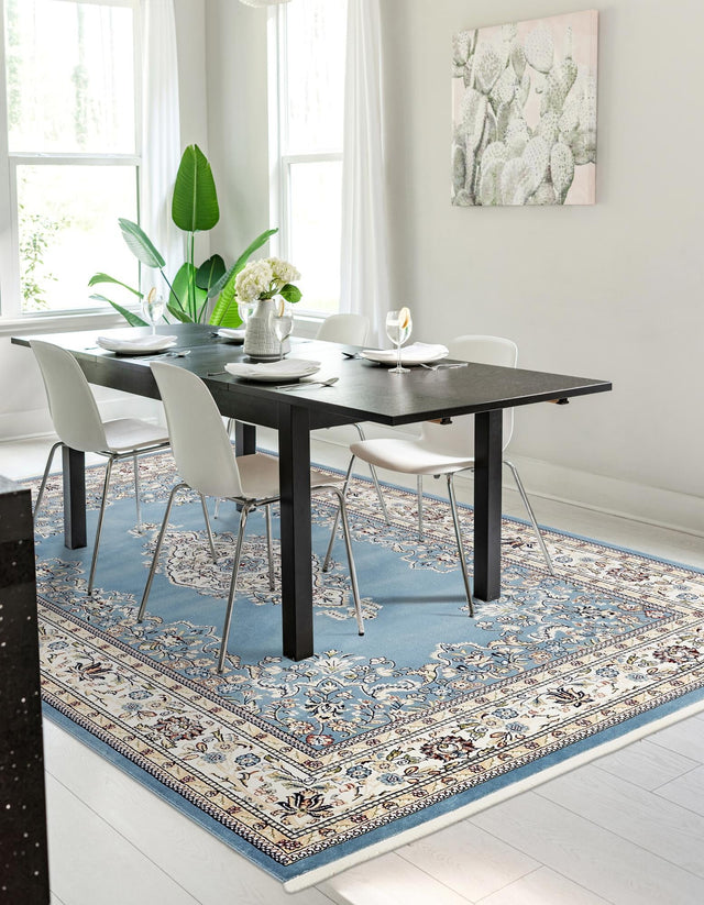 Blue 7' 10 x 10' Narenj Rectangle Area Rug 85% Polypropylene & 15% Polyester Traditional Classic Carpet for Living, Dining, Bedrooms, Office for Sale at Rug Engine