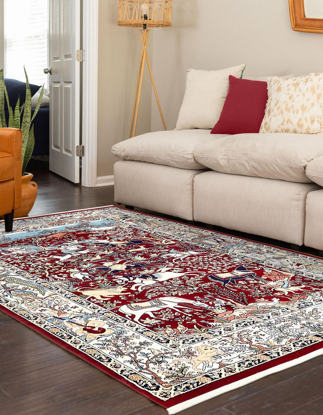 Burgundy 3' 1 x 5' 3 Narenj Rectangle Area Rug 85% Polypropylene & 15% Polyester Traditional Classic Carpet for Living, Dining, Bedrooms, Office for Sale at Rug Engine