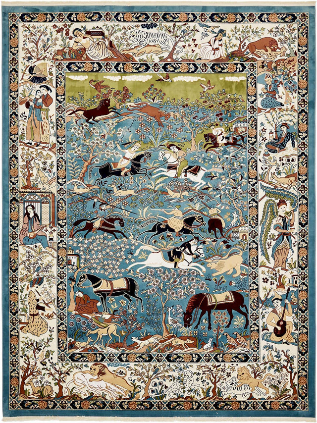 Blue 10' x 13' Narenj Rectangle Area Rug 85% Polypropylene & 15% Polyester Traditional Classic Carpet for Living, Dining, Bedrooms, Office for Sale at Rug Engine