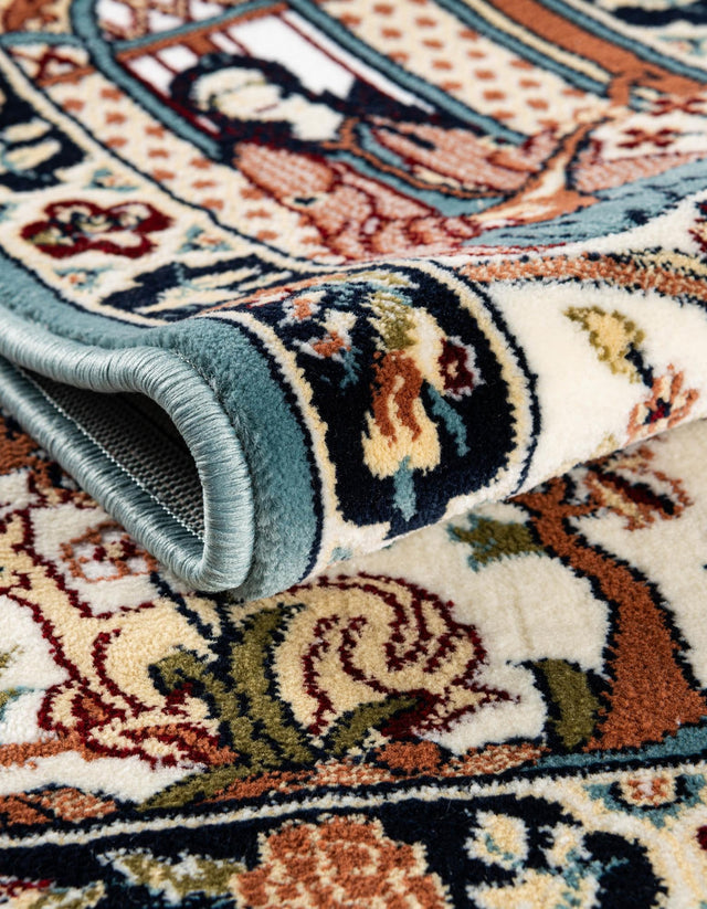 Blue 4' 1 x 6' 1 Narenj Rectangle Area Rug 85% Polypropylene & 15% Polyester Traditional Classic Carpet for Living, Dining, Bedrooms, Office for Sale at Rug Engine