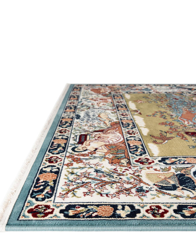 Blue 4' 1 x 6' 1 Narenj Rectangle Area Rug 85% Polypropylene & 15% Polyester Traditional Classic Carpet for Living, Dining, Bedrooms, Office for Sale at Rug Engine