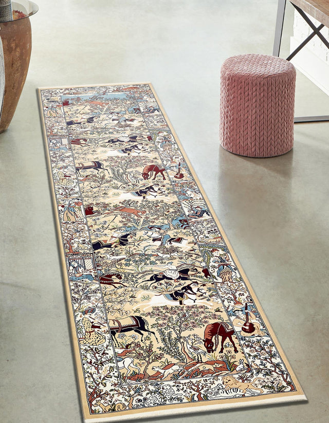 Tan 2' 11 x 13' 1 Narenj Runner Area Rug 85% Polypropylene & 15% Polyester Traditional Classic Carpet for Living, Dining, Bedrooms, Office for Sale at Rug Engine