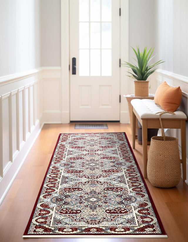Burgundy 2' 11 x 13' 1 Narenj Runner Area Rug 85% Polypropylene & 15% Polyester Traditional Classic Carpet for Living, Dining, Bedrooms, Office for Sale at Rug Engine
