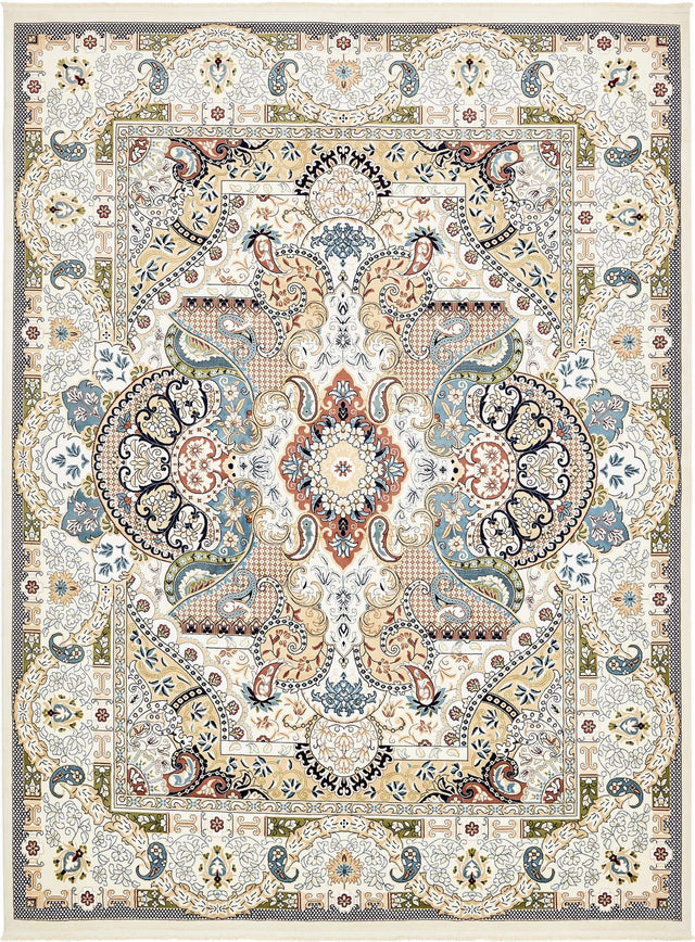 Ivory 10' x 13' Narenj Rectangle Area Rug 85% Polypropylene & 15% Polyester Traditional Classic Carpet for Living, Dining, Bedrooms, Office for Sale at Rug Engine