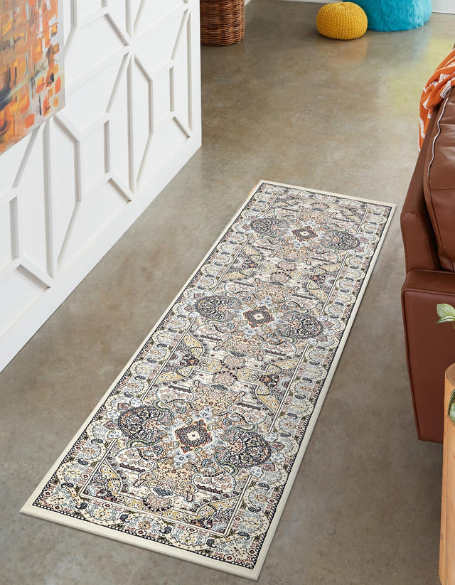 Ivory 2' 11 x 13' 1 Narenj Runner Area Rug 85% Polypropylene & 15% Polyester Traditional Classic Carpet for Living, Dining, Bedrooms, Office for Sale at Rug Engine