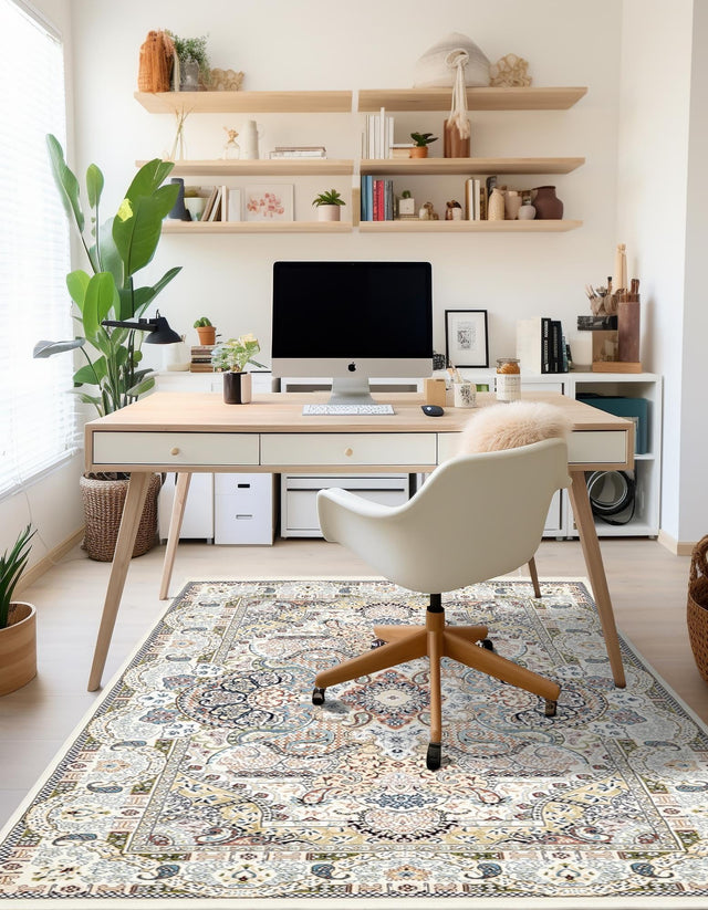 Ivory 3' 1 x 5' 3 Narenj Rectangle Area Rug 85% Polypropylene & 15% Polyester Traditional Classic Carpet for Living, Dining, Bedrooms, Office for Sale at Rug Engine