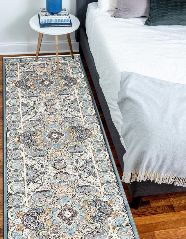 Blue 2' 11 x 13' 1 Narenj Runner Area Rug 85% Polypropylene & 15% Polyester Traditional Classic Carpet for Living, Dining, Bedrooms, Office for Sale at Rug Engine