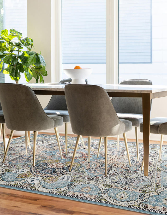 Blue 3' 1 x 5' 3 Narenj Rectangle Area Rug 85% Polypropylene & 15% Polyester Traditional Classic Carpet for Living, Dining, Bedrooms, Office for Sale at Rug Engine