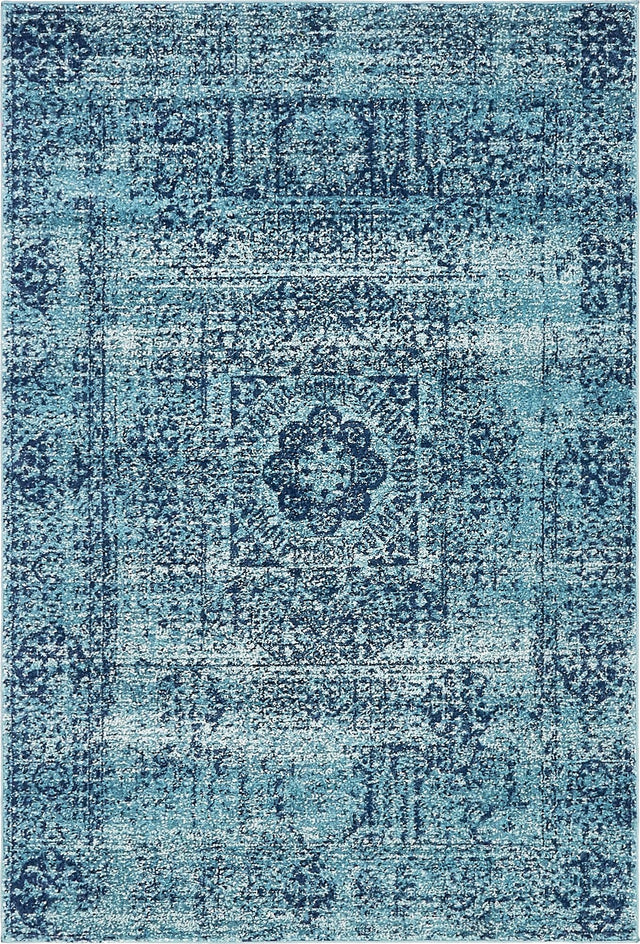 Turquoise 4' 1 x 6' 1 Tradition Rectangle Area Rug Traditional Classic Vintage Design Carpet for Living Room, Bedrooms, Dining, Office Space for Sale at Rug Engine