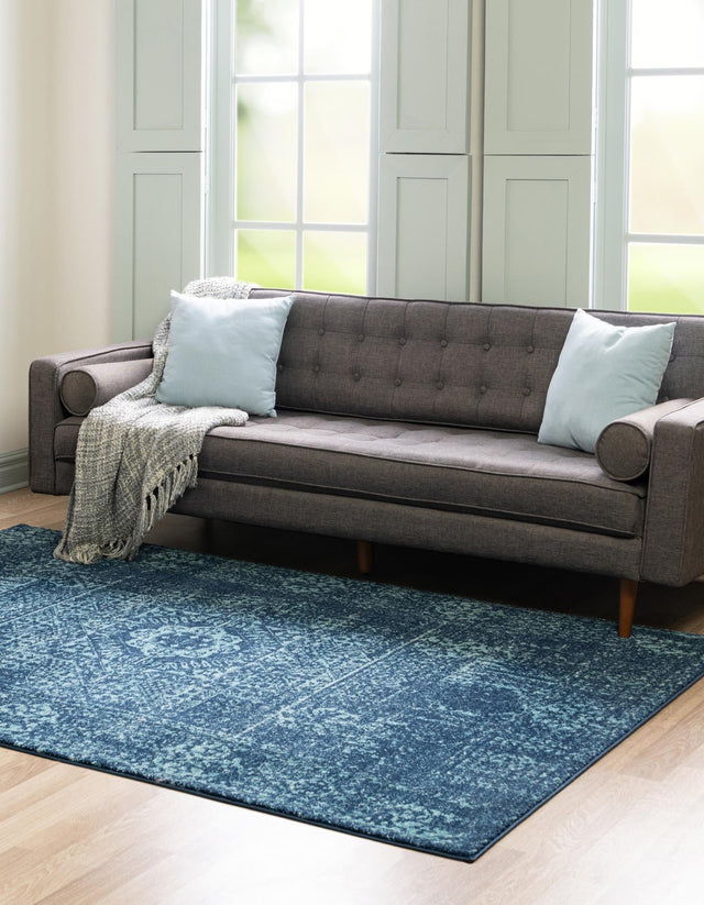 Navy Blue 4' 1 x 6' 1 Tradition Rectangle Area Rug Traditional Classic Vintage Design Carpet for Living Room, Bedrooms, Dining, Office Space for Sale at Rug Engine