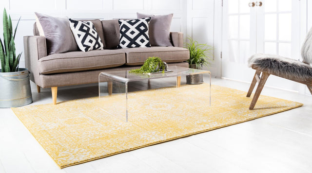 Yellow 5' x 8' Tradition Rectangle Area Rug Traditional Classic Vintage Design Carpet for Living Room, Bedrooms, Dining, Office Space for Sale at Rug Engine