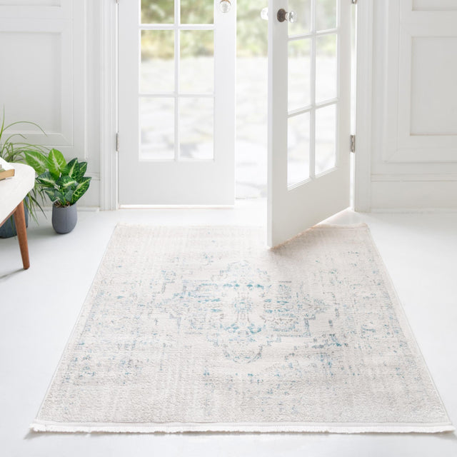 Beige 4' x 4' New Classical Square Area Rug 70% Polypropylene & 30% Polyester Traditional Vintage Distressed Carpet for Interior Design Home Decor for Sale at Rug Engine