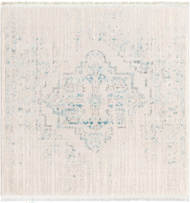 Beige 4' x 4' New Classical Square Area Rug 70% Polypropylene & 30% Polyester Traditional Vintage Distressed Carpet for Interior Design Home Decor for Sale at Rug Engine