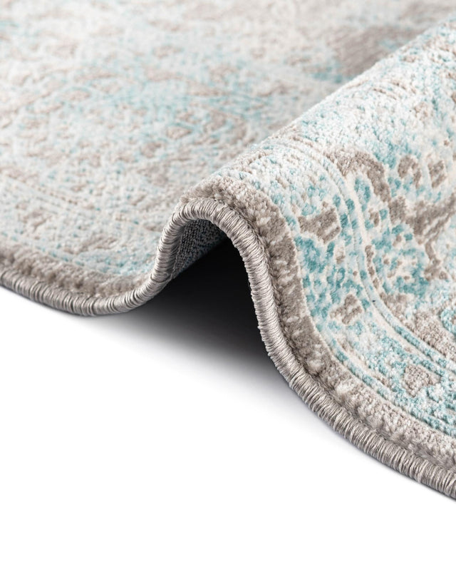 Light Blue 8' x 8' New Classical Square Area Rug 70% Polypropylene & 30% Polyester Traditional Vintage Distressed Carpet for Interior Design Home Decor for Sale at Rug Engine