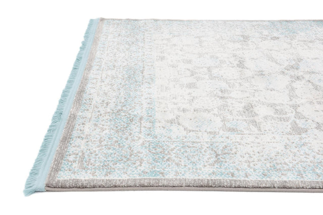 Light Blue 4' x 4' New Classical Square Area Rug 70% Polypropylene & 30% Polyester Traditional Vintage Distressed Carpet for Interior Design Home Decor for Sale at Rug Engine