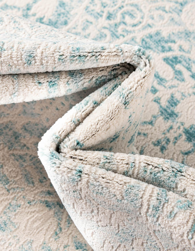 Light Blue 8' x 8' New Classical Square Area Rug 70% Polypropylene & 30% Polyester Traditional Vintage Distressed Carpet for Interior Design Home Decor for Sale at Rug Engine