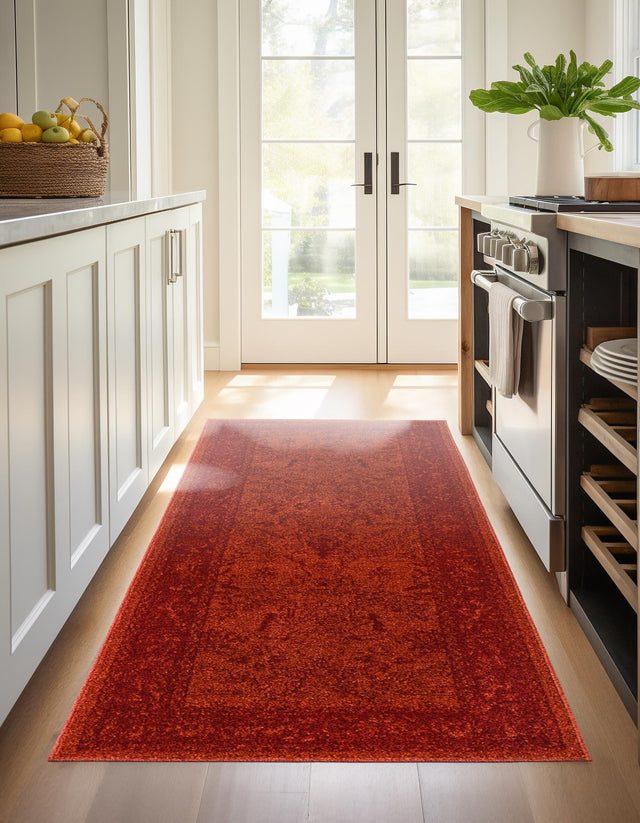 Rust Red 2' 7 x 10' La Jolla Runner Area Rug 100% Polypropylene Traditional Pattern Easy Clean Carpet for Living, Dining, Bedroom, Office for Sale at Rug Engine