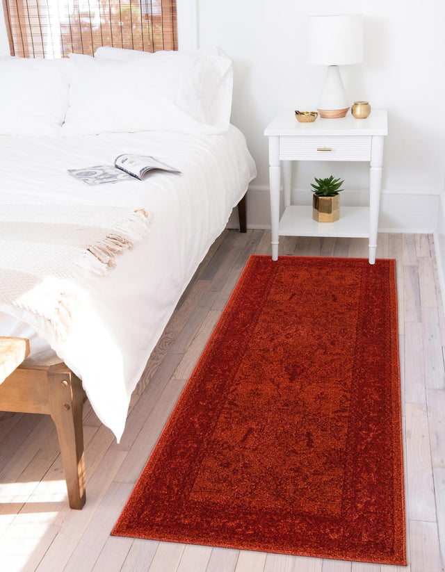 Rust Red 2' x 6' 1 La Jolla Runner Area Rug 100% Polypropylene Traditional Pattern Easy Clean Carpet for Living, Dining, Bedroom, Office for Sale at Rug Engine