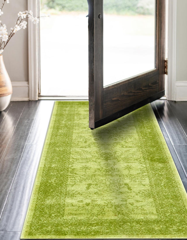 Light Green 2' x 6' 1 La Jolla Runner Area Rug 100% Polypropylene Traditional Pattern Easy Clean Carpet for Living, Dining, Bedroom, Office for Sale at Rug Engine