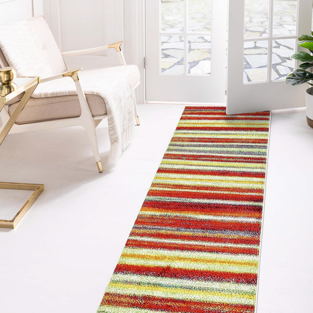 Multicolor 2' 7 x 10' Lyon Runner Area Rug Vivid Colorful Abstract Modern 100% Polypropylene Carpet for Living Room, Dining, Office for Sale at Rug Engine