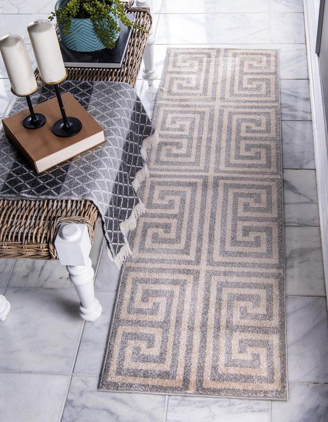 Gray 2' 7 x 10' Athens Runner Area Rug 100% Polypropylene With Cotton Backing Easy Clean Indoor Living Dining Room Bedroom Office Carpet for Sale at Rug Engine