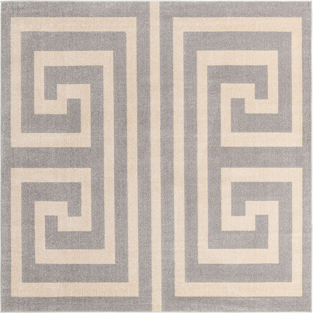 Gray 7' 10 x 7' 10 Athens Square Area Rug 100% Polypropylene With Cotton Backing Easy Clean Indoor Living Dining Room Bedroom Office Carpet for Sale at Rug Engine