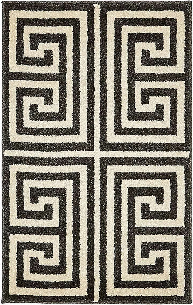 Black 2' x 3' 1 Athens Rectangle Area Rug 100% Polypropylene With Cotton Backing Easy Clean Indoor Living Dining Room Bedroom Office Carpet for Sale at Rug Engine
