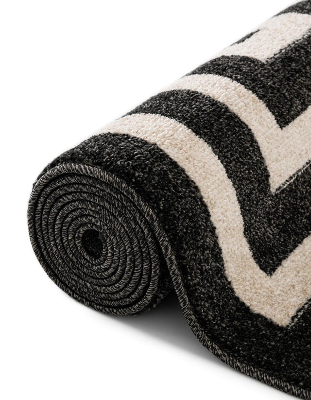 Black 2' 7 x 10' Athens Runner Area Rug 100% Polypropylene With Cotton Backing Easy Clean Indoor Living Dining Room Bedroom Office Carpet for Sale at Rug Engine